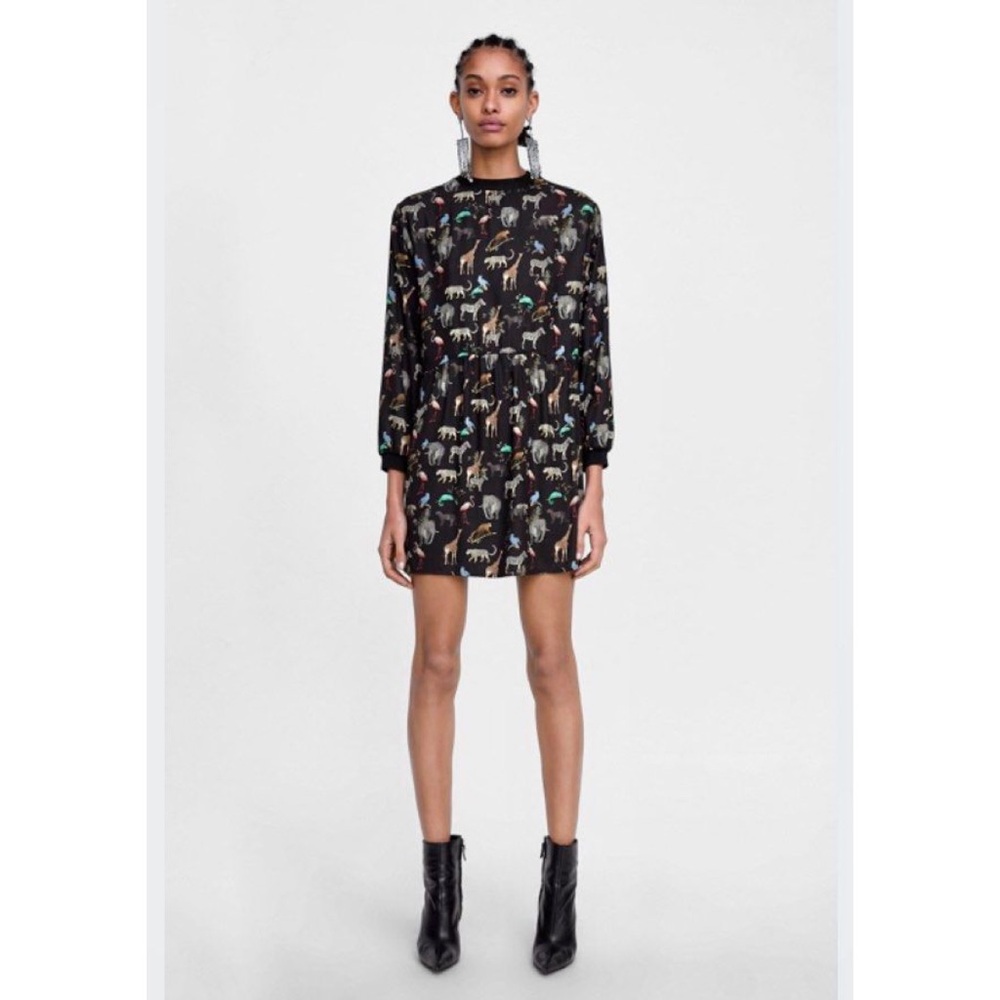Zara Safari Zoo Animal Print Mini Dress
